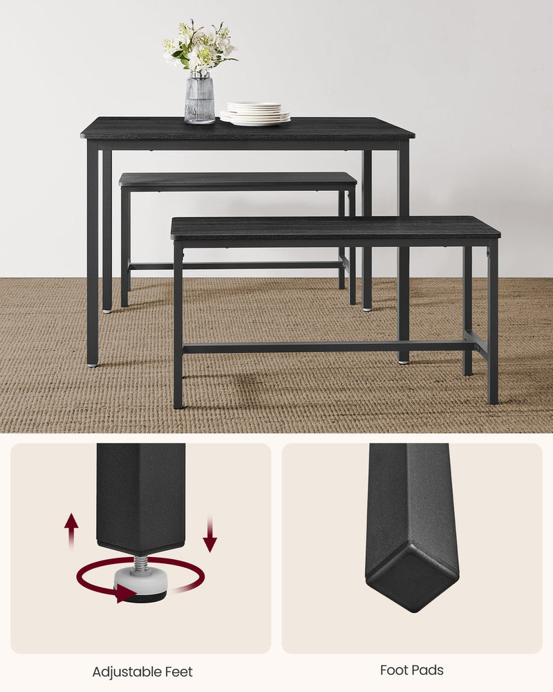 Dining set shown fully assembled with dinnerware for a family meal