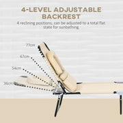 Set of 2 Folding Sun Loungers with Face Hole and Adjustable Backrest for Garden Use , Beige Outsunny