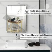 Curved Black Bathroom Mirror 70 x 50cm Modern Wall Mounted Design by HOMCOM