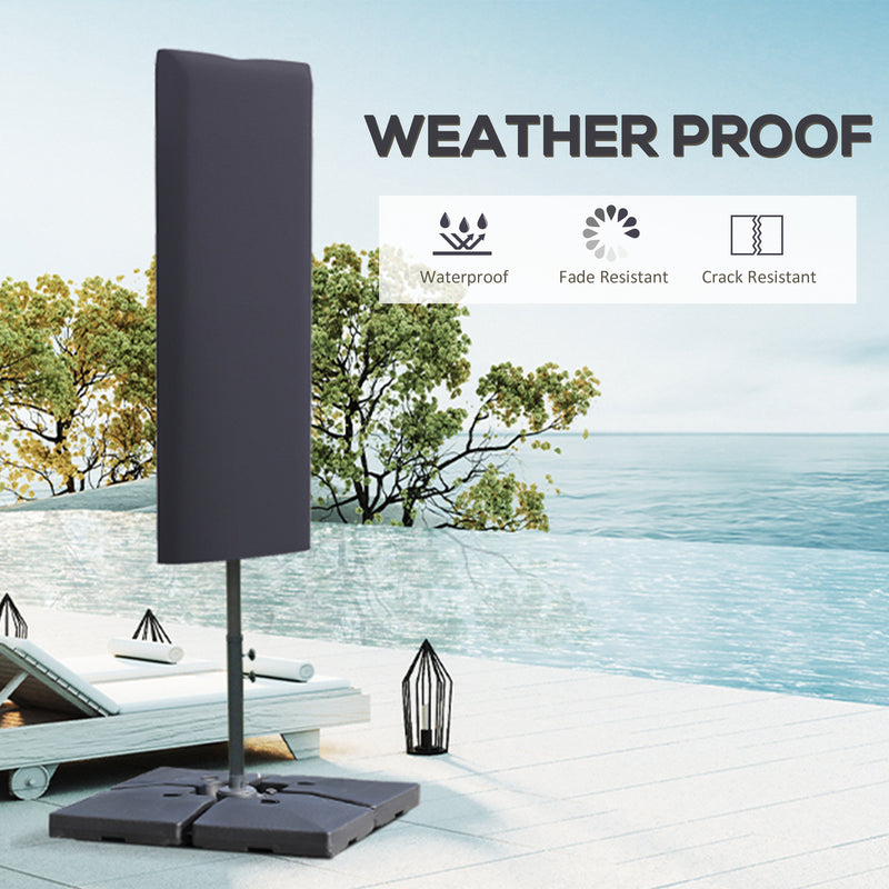 Dark Grey Cantilever Parasol Cover with Zipper and Rod for Garden Umbrella Protection