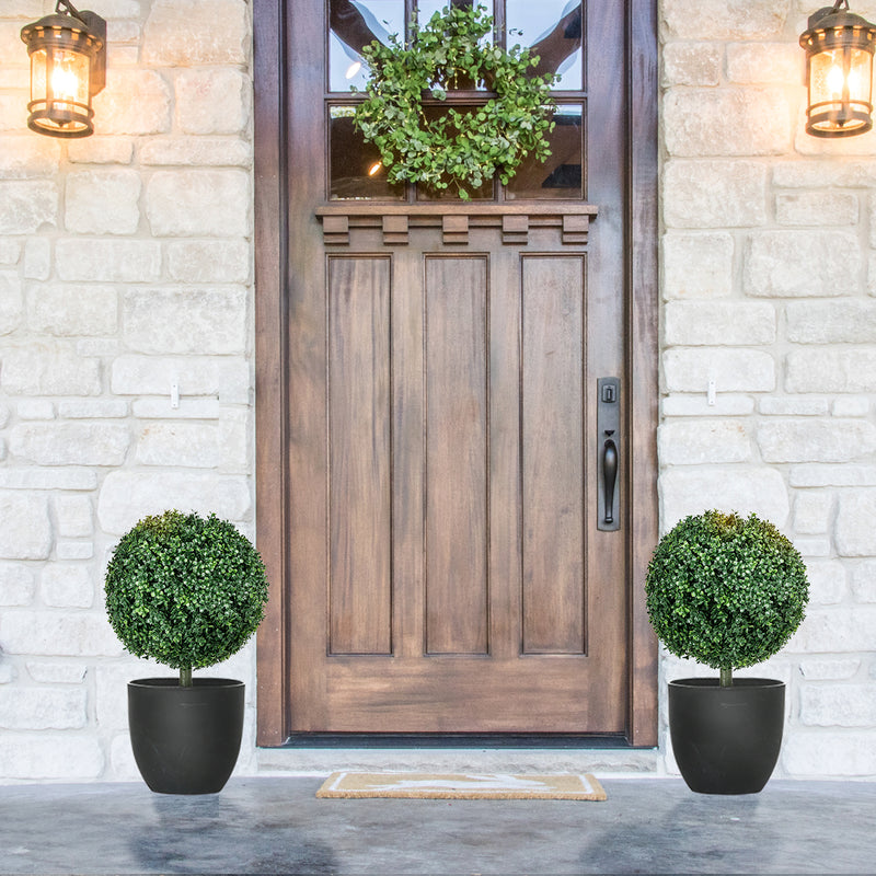 Artificial Topiary Ball Set of 2 for Easy Year Round Garden or Doorstep Greenery Green