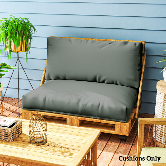 Charcoal Grey 2 Seater Pallet Furniture Cushions 20cm Thick UPF20+ Outdoor Seat Pads by Outsunny