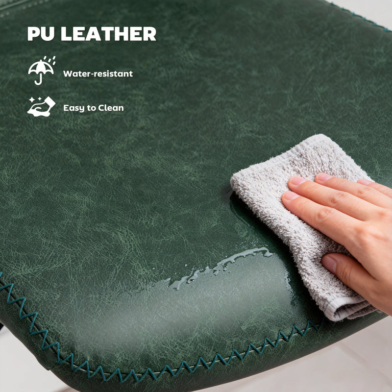 Set of 2 Adjustable PU Leather Bar Stools with Backrest for Kitchen or Breakfast Bar Green