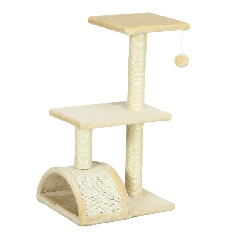 Cat Tree Tower with Scratching Post and Rest Pad for Indoor Cats 72cm Height Cream White