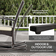 Set of 2 PE Rattan Garden Rocking Chairs with Cushions and Armrests for Outdoor Use Brown AOSOM