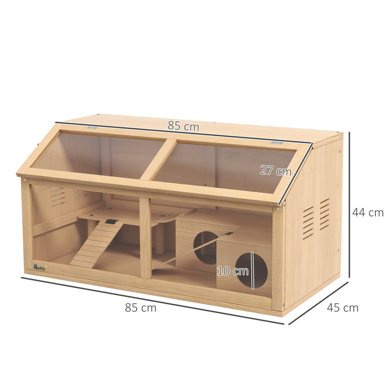 Buy PawHut Wooden Hamster Cage With Bridge & Openable Top | Opal Retail