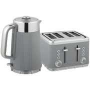 4 Slice Toaster and Rapid Boil Jug Kettle Set with Limescale Filter 3000W Tan