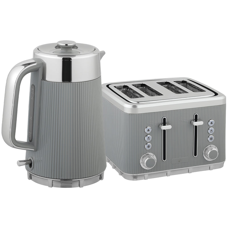 4 Slice Toaster and Rapid Boil Jug Kettle Set with Limescale Filter 3000W Tan