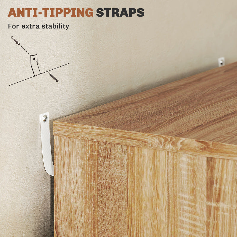 Oak Brown 5 Drawer Filing Cabinet with Wheels for Home Office by Vinsetto