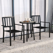 Grey 3 Piece Patio Bistro Set with Stackable Chairs and Steel Frame by Outsunny
