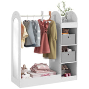 White Kids Clothes Rail with Storage Shelves Mirror and Boxes for Bedroom or Nursery by AIYAPLAY