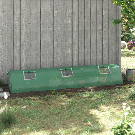 Portable Mini Greenhouse Tunnel with Steel Frame and 5 Mesh Windows for Garden Use Green