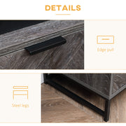 Bedside Table with Drawer and Open Shelf for Bedroom or Lounge with Steel Legs Dark Grey