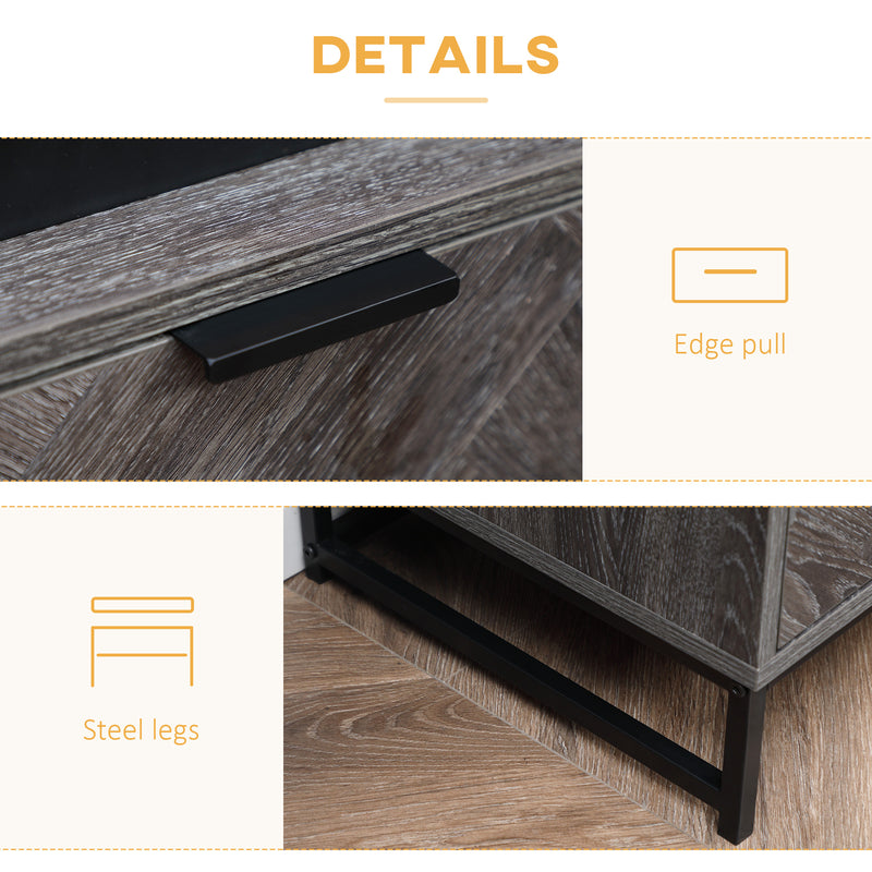 Bedside Table with Drawer and Open Shelf for Bedroom or Lounge with Steel Legs Dark Grey