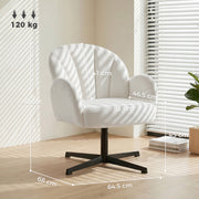Accent Swivel Chair with Curved Back and Padded Seat for Bedroom or Lounge Cream White Homcom