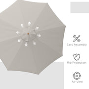 Grey 3.3m Wooden Garden Parasol with Elegant Design by Outsunny