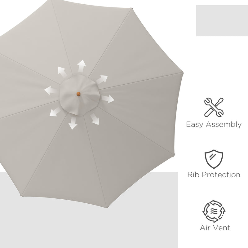 Grey 3.3m Wooden Garden Parasol with Elegant Design by Outsunny