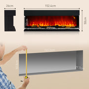 1800W Glass Panel Convector Heater with Adjustable Flame and Thermostat 152cm by Homcom