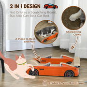 2 in 1 Car Shaped Cat Scratching Board with Catnip for Play and Claw Care Grey