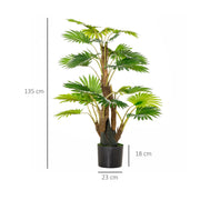 Set of 2 Artificial Palm Trees in Pots for Indoor or Outdoor Décor 135cm Green AOSOM