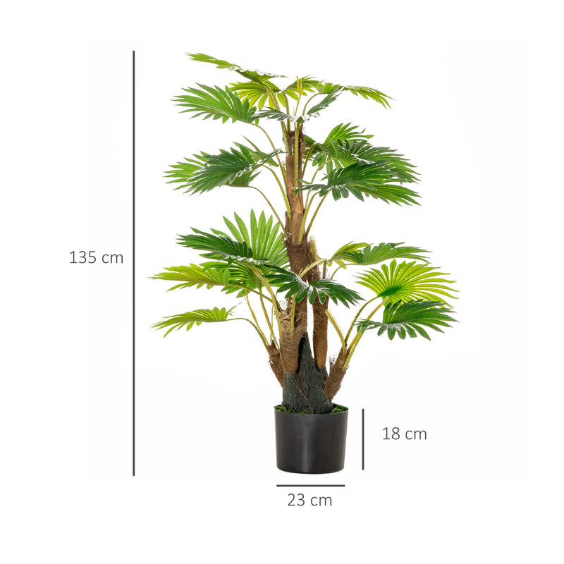 Set of 2 Artificial Palm Trees in Pots for Indoor or Outdoor Décor 135cm Green AOSOM