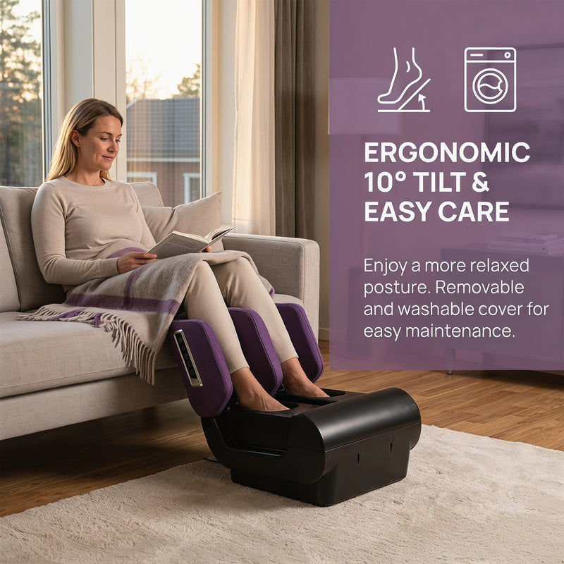Foldable Foot and Leg Massager with Heat for Home Relaxation and Easy Storage Purple Homcom