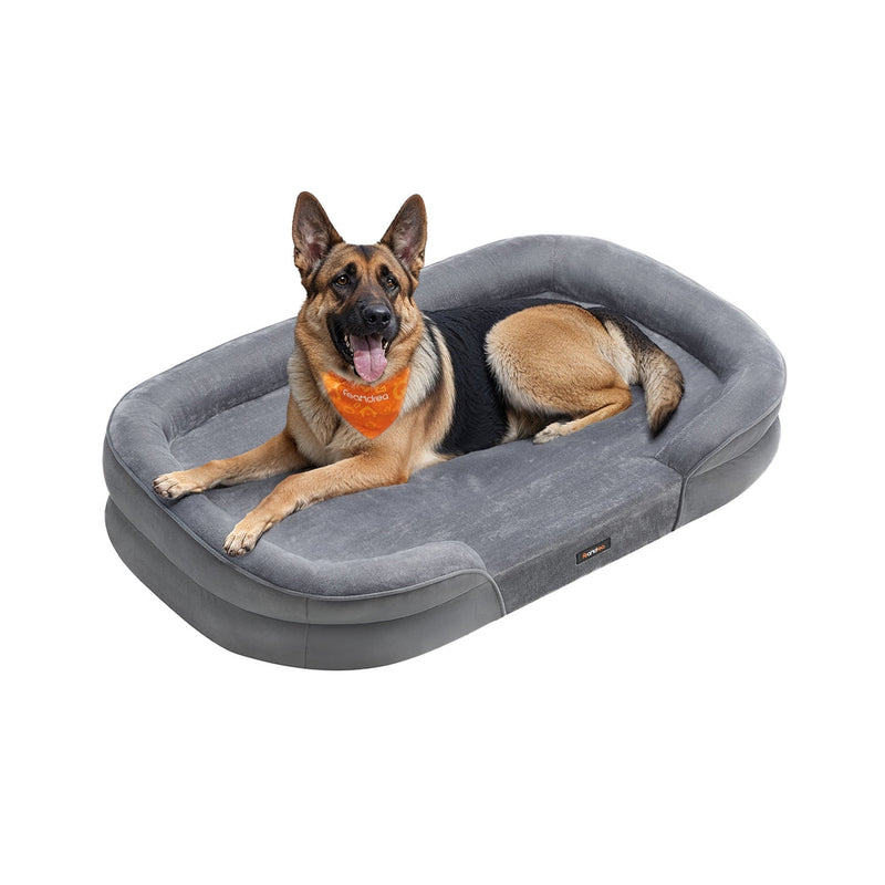 German Shepherd resting in the Feandrea light grey extra large orthopaedic dog sofa bed