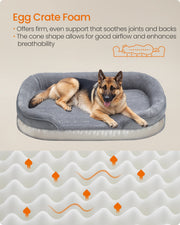 Infographic showing the egg crate foam padding inside the Feandrea dog sofa bed