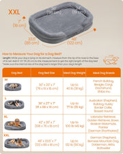 Dimensions diagram of the Feandrea extra large dog sofa bed showing 122 by 85 by 18 cm