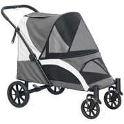 PawHut foldable pet stroller in dark grey and white, studio shot