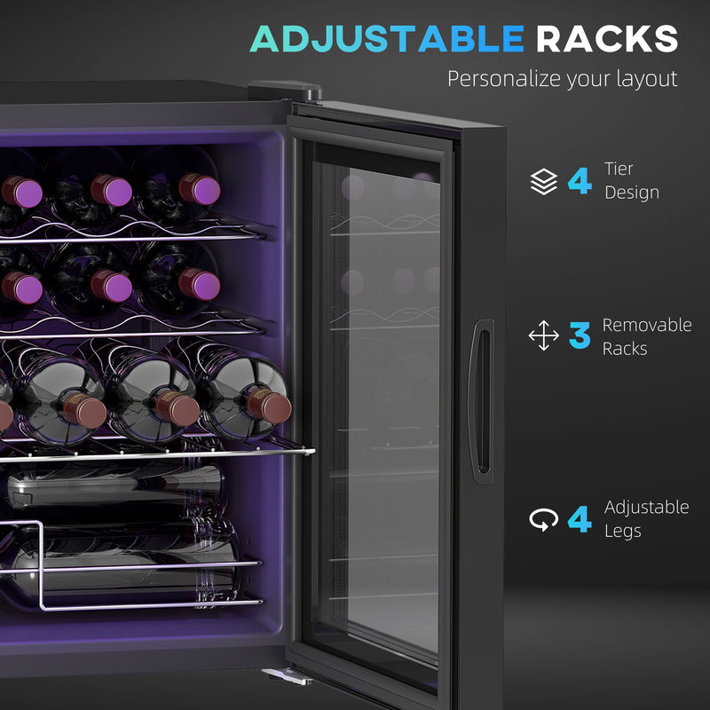 16 Bottle Wine Cooler Fridge With Adjustable Temperature For Home Bar Use Black