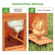 Wooden Chicken Coop for 2 with Nesting Box and Weatherproof Roof for UK Gardens Orange AOSOM