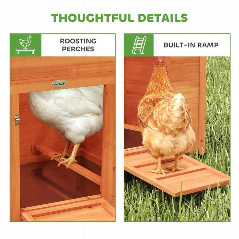 Wooden Chicken Coop for 2 with Nesting Box and Weatherproof Roof for UK Gardens Orange AOSOM