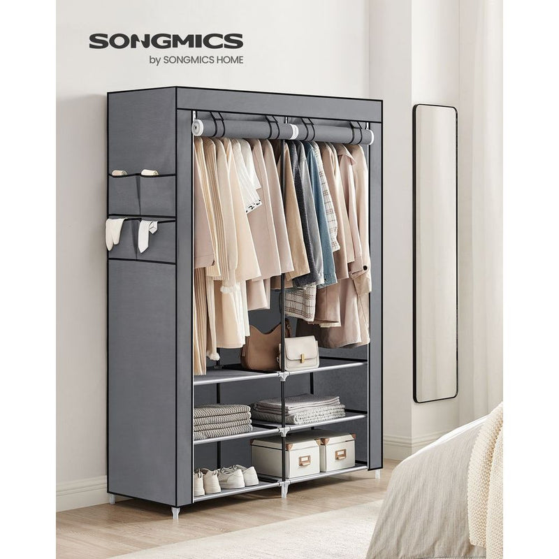 Songmics Grey Portable Wardrobe 45x127x176cm, 2 Rails