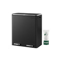Black double kitchen bin with pedal, front view