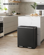 Kitchen bin shown open showing two separate compartments
