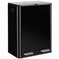 HOMCOM double kitchen pedal bin in high gloss black stainless steel, studio shot