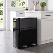 HOMCOM double pedal bin positioned beside a kitchen island