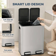 Soft-close lid and foot pedal on the 2 x 30L bin while adding a liner