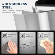 Close-up of the 410 stainless steel finish on the 2 x 30L bin