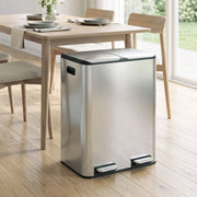 HOMCOM 2 x 30L double kitchen bin beside a dining table