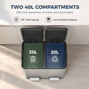 Two 20L inner buckets shown side by side for waste and recycling sorting