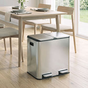 HOMCOM double kitchen bin positioned beside a dining table