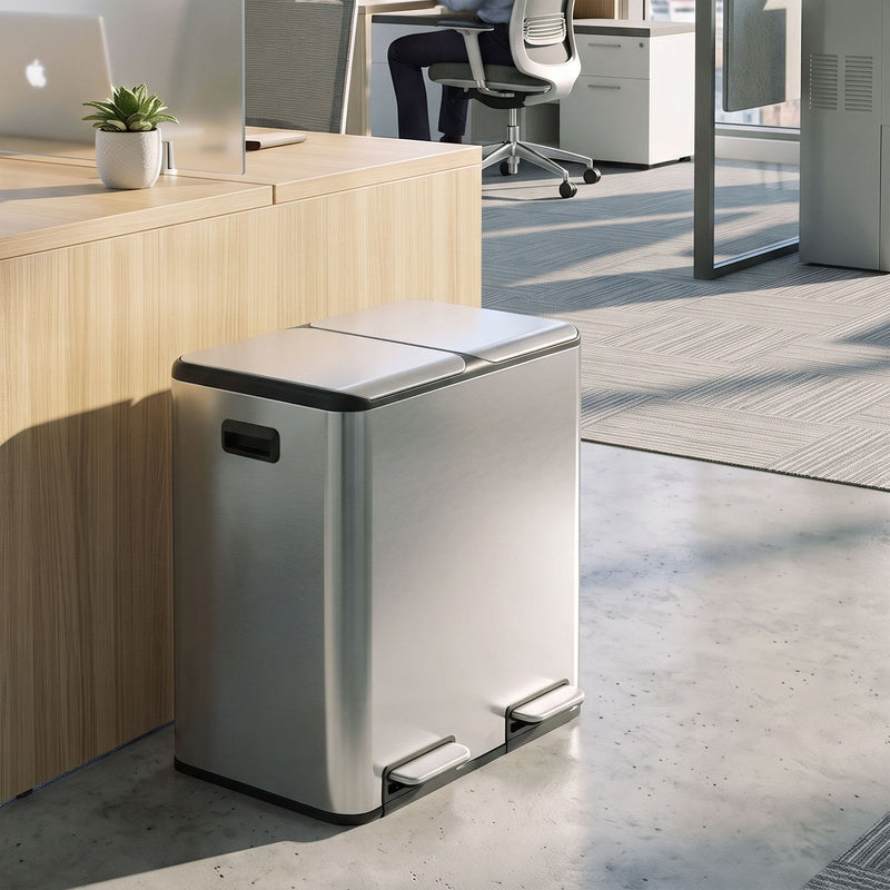 HOMCOM double kitchen bin in a modern office breakout area