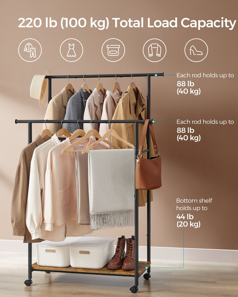 Diagram showing the 100 kg total load capacity with 40 kg per rod and 20 kg on the bottom shelf