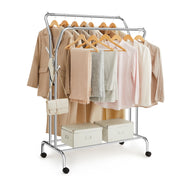 Rear angle view of the double rod clothes rail frame