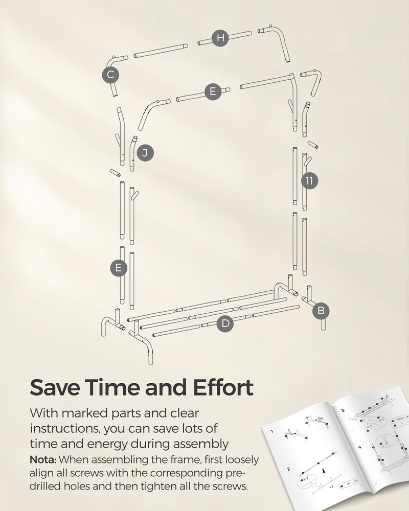 Dimension diagram of the double rod clothes rail
