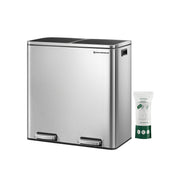 Double Rubbish Bin in Stainless Steel with two 30L buckets and bin liners by Songmics