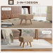 Brown Linen Look Square Padded Footstool Ottoman for Living Room by HOMCOM