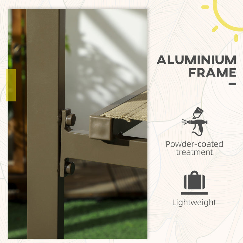 Set of 2 Khaki Aluminium Stacking Garden Chairs Lightweight and Space Saving Design